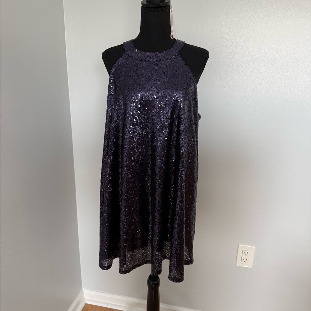 By Together Purple/Blue Sequin Asymmetrical Dress size L